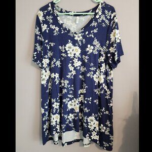 Popyoung Navy Floral Tunic Top XL